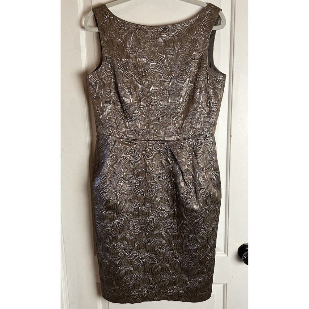 Banana Republic Metallic Brocade Sheath Cocktail Dress V-Back Pockets Women’s 12